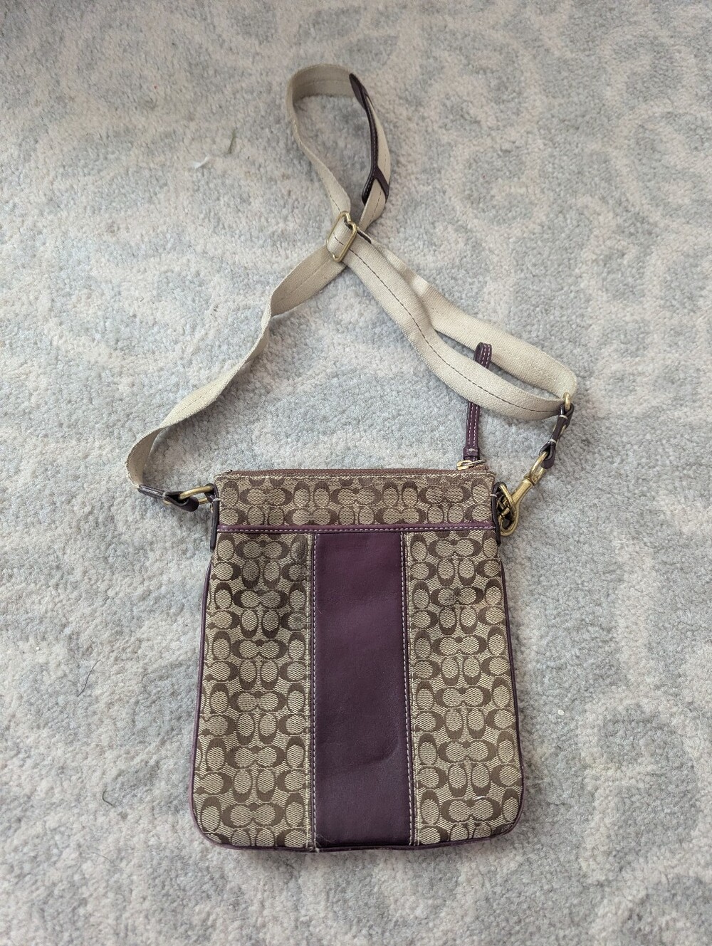 Coach Beige and Purple Crossbody Shoulder Bag - Picture 2 of 3